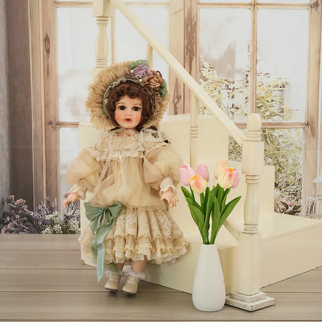 20-Inch Handcrafted Bisque Vintage Palace-Style Porcelain Doll