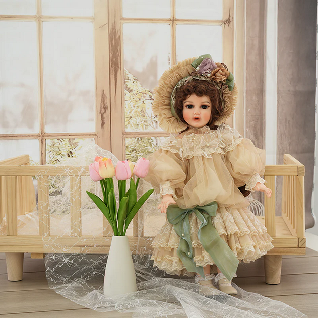 20-Inch Handcrafted Bisque Vintage Palace-Style Porcelain Doll