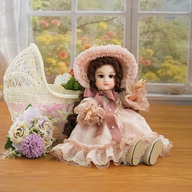 16‑inch Bisque Vintage Imperial Court Doll Grain Ball‑Jointed Doll (BJD) Dress‑Up Toy, Hand-Painted Doll for Girls