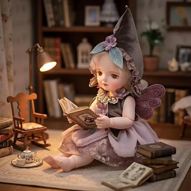 20 inch Articulated Fantasy Doll Silver Gray Hair Purple Eyes Lolita Fashion Collector Gift