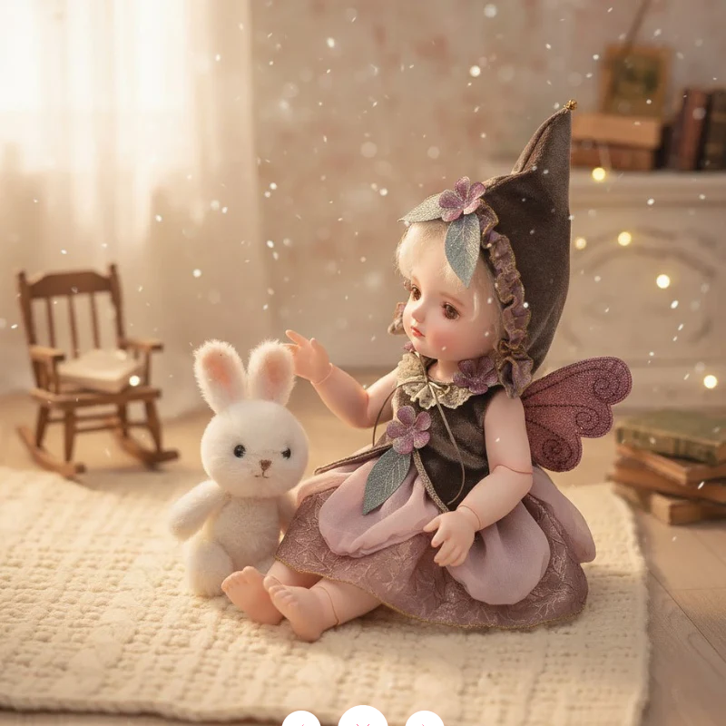 20 inch Articulated Fantasy Doll Silver Gray Hair Purple Eyes Lolita Fashion Collector Gift