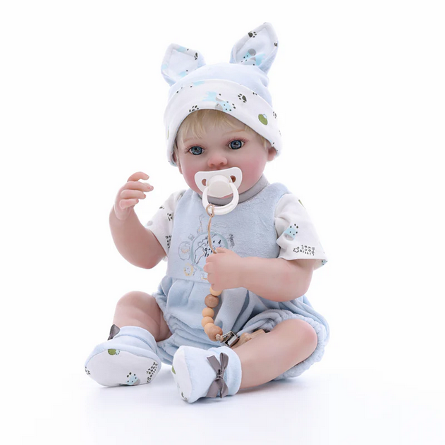 Realistic Reborn Girl Baby Doll 20'' with Blue Hat & Pacifier Set