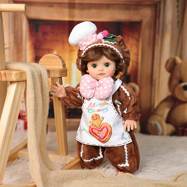 18 Inch Vinyl Lifelike Reborn Baby Doll in Brown Little Chef Christmas Costume