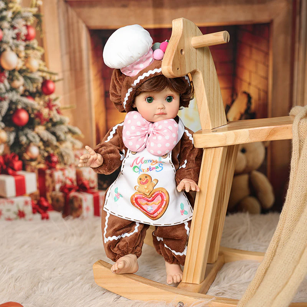18 Inch Vinyl Lifelike Reborn Baby Doll in Brown Little Chef Christmas Costume